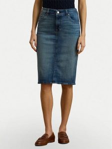 LAUREN RALPH LAUREN Spódnica jeansowa 200817846001 Granatowy Straight Fit. Niebieskie spódnice Lauren Ralph Lauren, bez wzorów, z bawełny. Za 369,99 zł.