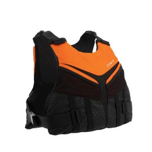 Kamizelka asekuracyjna żeglarska/kajakowa/SUP Decathlon Race 50 N. Brązowe kamizelki DECATHLON, bez wzorów, z lycry, bez kołnierzyka, bez ramiączek, bez kaptura. Za 219,99 zł.