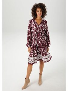 Aniston Sukienka w kolorze bordowo-białym rozmiar: 36. Czerwone sukienki Aniston, bez wzorów, z wiskozy, bez kołnierzyka, bez ramiączek, midi. Za 95,99 zł.