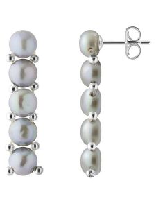 Pearline Srebrne kolczyki-wkrętki z perłami rozmiar: onesize. Szare kolczyki Pearline, z perłą, srebrne. Za 195,99 zł.