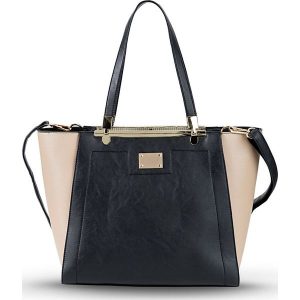 Torebka dwukolorowa bonprix czarno-cielisty. Czarne torebki klasyczne marki bonprix, z materiału. Za 79,99 zł.