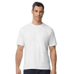 Koszulka Unisex Dla Dorosłych Softstyle Midweight. Białe bluzki GILDAN, xl, bez wzorów, sportowe, bez kołnierzyka, bez ramiączek. Za 34,99 zł.