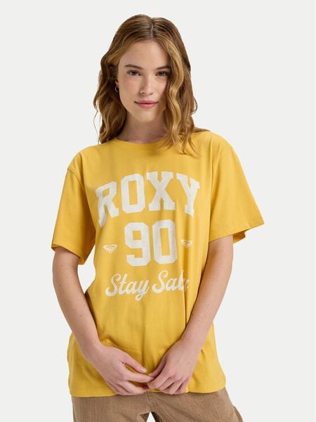 Roxy T-Shirt Hangloose The Sky ERJZT06020 Żółty Regular Fit. Żółte t-shirty Roxy, m, bez wzorów, z bawełny, bez kołnierzyka, bez ramiączek. Za 109,99 zł.