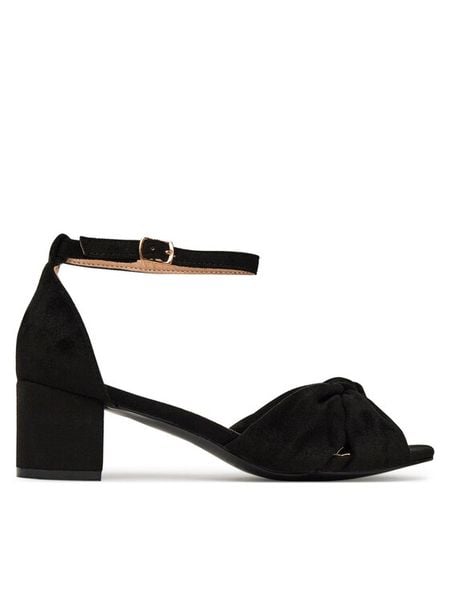 DeeZee Sandały 3697 Czarny. Czarne sandały DeeZee, bez wzorów, z materiału, bez obcasa, na słupku, bez zapięcia. Za 129,99 zł.