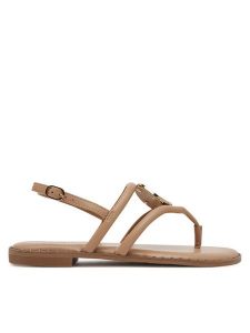 Nine West Sandały 123AL1754 Beżowy. Brązowe sandały Nine West, bez wzorów, z materiału, bez obcasa, na płaskiej podeszwie, bez zapięcia. Za 125,99 zł.