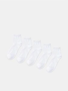 Skarpetki 5 pack - biały. Białe skarpetki Sinsay, bez wzorów, z bawełny. Za 17,99 zł.