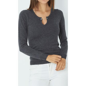Sweter w kolorze antracytowym. Szare swetry klasyczne marki William de Faye, z kaszmiru, z okrągłym kołnierzem. W wyprzedaży za 136,95 zł.