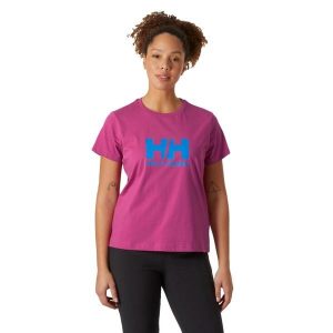Koszulka damska Helly Hansen Logo 2.0 magenta 2.0. Czerwone bluzki Helly Hansen, bez wzorów, sportowe, bez kołnierzyka, bez ramiączek. Za 109,99 zł.