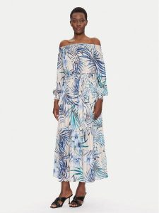 Guess Sukienka letnia W5GT16 WH9Z2 Niebieski Regular Fit. Niebieskie kombinezony Guess, na lato, xl, z aplikacjami, z syntetyku, bez kołnierzyka, bez ramiączek. Za 449,99 zł.