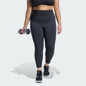 Legginsy Optime Workout 3-Stripes 7/8 (Plus size). Czarne legginsy ADIDAS, bez wzorów, z tkaniny, z podwyższonym stanem. Za 279,00 zł.