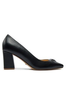 Guess Czółenka Varlay2 FLTVR2 LEA08 Czarny. Czarne czółenka Guess, z aplikacjami, ze skóry, bez obcasa, bez zapięcia. Za 349,99 zł.