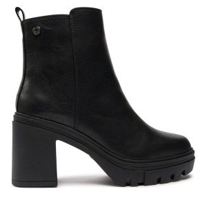 Botki Refresh. Czarne botki Refresh, bez wzorów, bez obcasa, na słupku, bez zapięcia. Za 289,99 zł.
