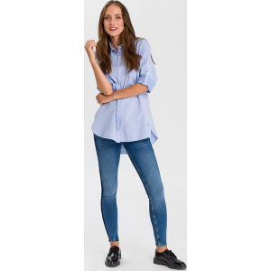 Dżinsy "Giselle - Super Skinny fit - w kolorze niebieskim. Niebieskie jeansy marki Cross Jeans, z aplikacjami. W wyprzedaży za 136,95 zł.