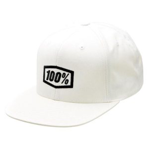 Czapka 100% icon snapback aj fit. Białe czapki 100%, bez wzorów, z bawełny. Za 143,20 zł.