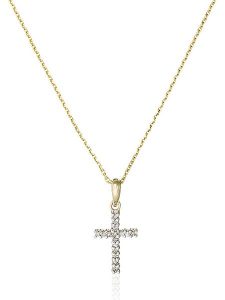 DIAMANTA Złota zawieszka "Croix du bonheur" z diamentami rozmiar: onesize. Żółte zawieszki DIAMANTA, z diamentem, złote. Za 632,42 zł.