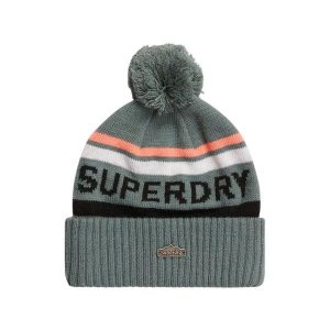 Kapelusz damski Superdry Logo. Niebieskie kapelusze Superdry, bez wzorów, z dzianiny. Za 152,55 zł.