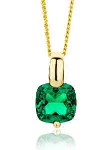 Revoni Złoty naszyjnik z zawieszką - dł. 45 cm rozmiar: onesize. Zielone naszyjniki Revoni, z szmaragdem, złote. Za 1 087,99 zł.