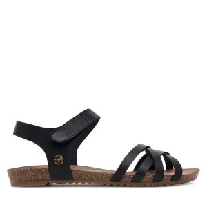 Sandały Mustang. Czarne sandały Mustang, bez wzorów, bez obcasa, na płaskiej podeszwie, bez zapięcia. Za 175,99 zł.