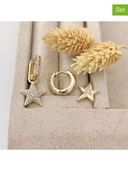 Nakkash 3-częściowy zestaw pozłacanych kolczyków z cyrkoniami rozmiar: onesize. Żółte kolczyki Nakkash, z cyrkonią, pozłacane. Za 61,02 zł.