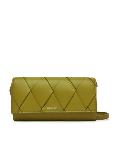Calvin Klein Torebka Ck Woven Convertible Wallet Bag K60K612970 Zielony. Zielone listonoszki Calvin Klein, bez wzorów, ze skóry, bez dodatków. Za 239,99 zł.