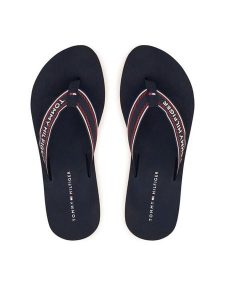 Tommy Hilfiger Japonki Th Corporate Wedge Summer Sandal FW0FW09695 Granatowy. Niebieskie klapki TOMMY HILFIGER, bez wzorów, z materiału, bez obcasa. Za 189,99 zł.
