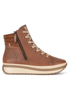 Rieker Revolution Lifestyle Trzewiki W0962-24 Brązowy. Brązowe botki Rieker Revolution Lifestyle, bez wzorów, ze skóry, bez obcasa, na koturnie, bez zapięcia. Za 399,00 zł.