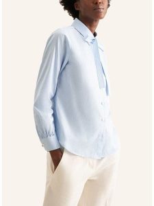 Seidensticker Bluzka w kolorze błękitno-białym rozmiar: 36. Niebieskie bluzki Seidensticker, bez wzorów, z bawełny, bez kołnierzyka, bez ramiączek. Za 174,02 zł.