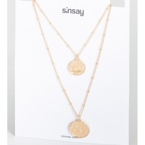 Naszyjnik z medalikami - Beżowy. Naszyjniki marki Sinsay. Za 15,00 zł.