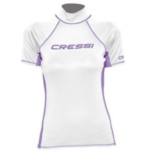 Koszulka do pływania damska Cressi Rash Guard S/SL. Białe bluzki CRESSI, m, bez wzorów, sportowe, bez kołnierzyka, bez ramiączek. Za 89,99 zł.