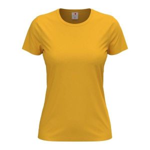 Damska Klasyczna Koszulka O Dopasowanym Kroju. Żółte bluzki STEDMAN, bez wzorów, casualowe, bez kołnierzyka, bez ramiączek. Za 39,99 zł.