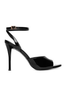 Eva Minge Sandały EO-FLORA-LT1605-6 Czarny. Czarne sandały Eva Minge, bez wzorów, z lakierowanej skóry, bez obcasa, na szpilce, bez zapięcia. Za 429,99 zł.