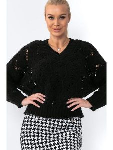 Fobya Sweter w kolorze czarnym rozmiar: 40/42. Czarne swetry oversize Fobya, bez wzorów, ze splotem, bez ramiączek. Za 105,38 zł.