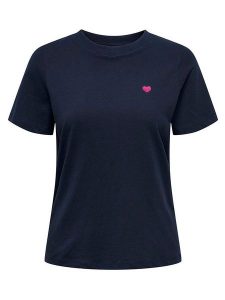 JDY Koszulka w kolorze granatowym rozmiar: XL. Niebieskie bluzki JDY, xl, bez wzorów, z bawełny, bez kołnierzyka, bez ramiączek. Za 43,47 zł.