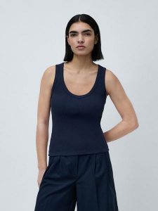 LeGer Top "Kaili" w kolorze granatowym rozmiar: 40. Niebieskie topy LeGer, bez wzorów, z bawełny, bez kołnierzyka, bez ramiączek. Za 100,99 zł.