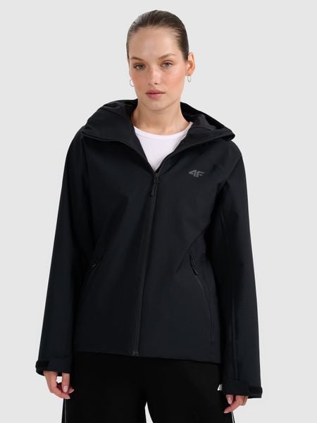 4F Kurtka przejściowa membrana 5000 damska - czarna XS. Czarne kurtki 4f, m, bez wzorów, z dzianiny, z kapturem. Za 299,99 zł.