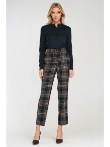 Nife Spodnie w kolorze czarno-biało-pomarańczowym rozmiar: 36. Białe spodnie z wysokim stanem Nife, bez wzorów, z materiału, z podwyższonym stanem. Za 180,91 zł.