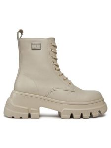 Tommy Jeans Trapery Tjw Chunky Leather Boot EN0EN02503 Beżowy. Brązowe buty zimowe Tommy Jeans, z jeansu, bez obcasa, bez zapięcia. Za 479,99 zł.