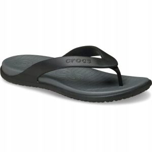 Japonki Dla Dorosłych Crocs Coast Flip. Czarne klapki Crocs, bez wzorów, z materiału, bez obcasa. Za 139,99 zł.