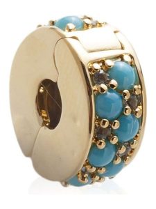 Pandora Pozłacany charms z kryształami rozmiar: onesize. Niebieskie zawieszki Pandora, z kryształem, pozłacane. Za 217,99 zł.