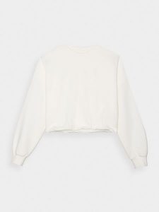 4F Bluza dresowa nierozpinana bez kaptura damska - biała XL. Białe bluzy 4f, s, bez wzorów, z bawełny, bez kaptura. W wyprzedaży za 69,99 zł.