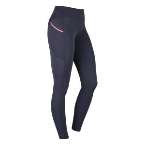Damskie legginsy jeździeckie z pełną przyczepnością HORKA KNHS. Niebieskie legginsy HORKA, bez wzorów, z gumy. Za 388,50 zł.