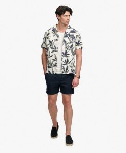 Superdry Koszula Cabana Poolside krótki rękaw z bawełny organicznej. Brązowe koszule Superdry, m, bez wzorów, z bawełny, bez kołnierzyka, bez ramiączek. Za 277,50 zł.