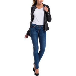 Dżinsy "Adriana" - Skinny fit - w kolorze granatowym. Niebieskie jeansy marki Cross Jeans, z aplikacjami. W wyprzedaży za 136,95 zł.
