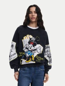 Desigual Bluza Minnie 25SWSK25 Czarny Regular Fit. Czarne bluzy Desigual, s, bez wzorów, z bawełny, bez kaptura. Za 319,99 zł.