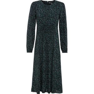 Sukienka midi w kwiaty. Czarne sukienki bonprix, bez wzorów, bez kołnierzyka, bez ramiączek, midi. Za 142,99 zł.