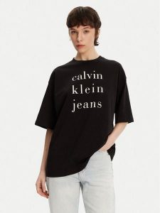 Calvin Klein Jeans T-Shirt LV047B827G Czarny Relaxed Fit. Czarne t-shirty Calvin Klein Jeans, s, bez wzorów, z bawełny, bez kołnierzyka, bez ramiączek. Za 109,99 zł.