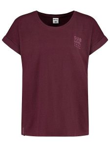 Sublevel Koszulka "Lina" w kolorze bordowym rozmiar: XS. Czerwone bluzki Sublevel, xs, bez wzorów, z bawełny, bez kołnierzyka, bez ramiączek. Za 39,31 zł.