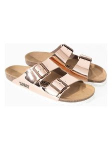 Sunbay Klapki "Trefle" w kolorze różowozłotym rozmiar: 38. Różowe klapki Sunbay, bez wzorów, z otwartym noskiem, bez obcasa. Za 130,50 zł.