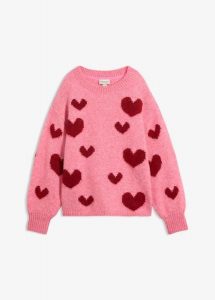 Sweter boxy. Czerwone swetry klasyczne bonprix, bez kołnierzyka. Za 149,99 zł.