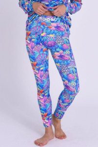 Legginsy termoaktywne – Jak wysokie? Damskie. Niebieskie legginsy OOSC, bez wzorów, z materiału, długie. Za 269,99 zł.